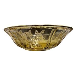 Vintage Serving Bowl, Yellow/Amber Federal Glass Sharon Cabbage Rose 10"